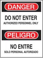 4MZ86 Danger Sign, 20 x 14In, R and BK/WHT, Text