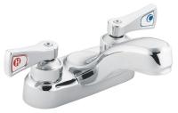 4NEH9 Lavatory Faucet, 2 Handle, Lever, Chrome