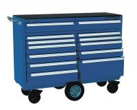 4NFJ4 Rolling Cabinet, 53 W, 12 Drawer, Blue