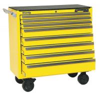 4NFJ5 Rolling Cabinet, 39 W, 8 Drawer, Yellow