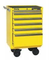 4NFJ7 Rolling Cabinet, 27 W, 6 Drawer, Yellow