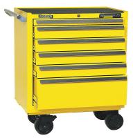 4NFJ9 Rolling Cabinet, 34 W, 6 Drawer, Yellow
