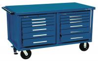 4NFK4 Rolling Cabinet, 61 W, 12 Drawer, Blue