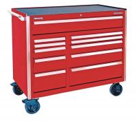 4NFK6 Rolling Cabinet, 46 W, 11 Drawer, Red