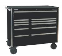 4NFK8 Rolling Cabinet, 46 W, 11 Drawer, Black