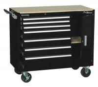 4NFK9 Rolling Cabinet, 39 3/8 W, 7 Drawer, Black