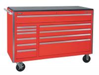 4NFL4 Rolling Cabinet, 60 W, 11 Drawer, Red