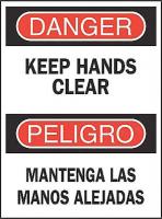 4NJ05 Danger Sign, 14 x 10In, R and BK/WHT, Text