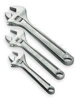 4NV53 Adjustable Wrench Set, Chrome, 3 PC