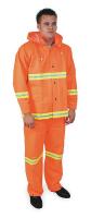 4PCV1 3 Piece Rainsuit w/Detach Hd, HiVis Org, M