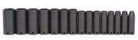 4PKA6 Impact Socket Set, 1/2 Dr, SAE, 6 Pt, 15 Pc