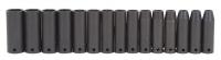 4PKA7 Impact Socket Set, 1/2 Dr, mm, 6 Pt, 15 Pc