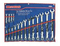 4PL92 Combo Wrench Set, Satin, 1/4-1-1/4 in, 17Pc