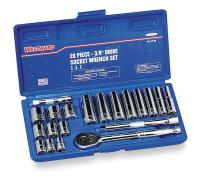 4PL98 Socket Set, Deep, SAE, 3/8Dr, 6Pt, 20Pc