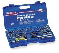 4PM11 Socket Set, Metric, 1/4, 3/8Dr, 60 Pc