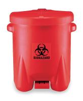 4RF69 Biohazard Step On Waste Container, Red