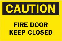 1M212 Fire Door Sign, 10 x 14In, BK/YEL, AL, ENG