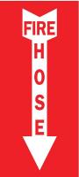 4T654 Fire Hose Sign, 24 x 4In, R/WHT, Fiberglass