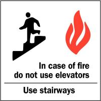 1L231 Fire Stairways Sign, 7 x 7In, R and BK/WHT