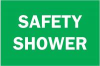 4T686 Safety Shower Sign, 10 x 14In, WHT/GRN, ENG