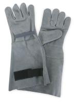 4TJU2 Leather Gloves, Gauntlet, Gray, L, PR