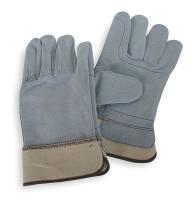 4TJU5 Leather Palm Gloves, Cow Split, Gray, L, PR