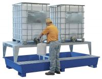 4UED1 Twin IBC Containment Unit, 36 In. H, Blue
