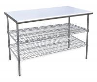 4UEL8 Worktable, W 60, D 30, w/2 Wire Shelves