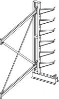 4UK78 Inclined Add-On Cantilever Rack, 7 ft. H