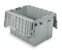 4W024 Container, Attached Lid, 12 gal., Gray