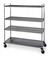 4W653 Wire Cart, 18 In. W, 48 In. L, Chrome