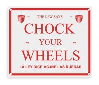 4W945 Chock Sign, English and Spanish