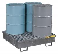 4WLX5 Drum Spill Cntnmnt, Silver, 4 Drum, 77 Gal.