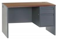 4WYN7 Desk, Single Pedestal, Mahogany, Charcoal