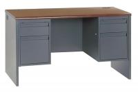 4WYN8 Desk, Double Pedestal, Mahogany, Charcoal