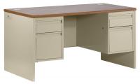4WYP5 Desk, Double Pedestal, Medium Oak, Putty