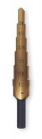 4XK67 Tin Coated Step Drill Bit, 3/16-1/2 In