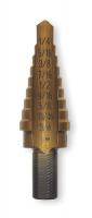 4XK68 Tin Coated Step Drill Bit, 1/4-3/4 In