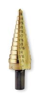 4XK69 Tin Coated Step Drill Bit, 3/16-7/8 In