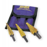 4XK73 Tin Coated Step Drill Bit Set, 3 Pc