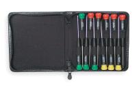 4YP43 Screwdriver Set, SS, Swivel, 12 Pc