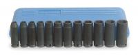 4YP61 Socket Set, Deep, Metric, 3/8Dr, 12 Pc