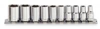 4YP66 Socket Set, 10 PC, Drive Size 1/4 In