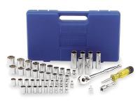 4YP76 Socket Set, Metric, 1/4, 3/8Dr, 51 Pc