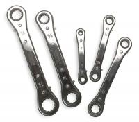 4YR21 Ratcheting Wrench Set, SAE, 12 pt., 5 PC