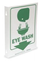 4ZG89 Eye Wash Sign, 12 x 9In, GRN/WHT, Eye Wash