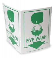 4ZG92 Eye Wash Sign, 12 x 18In, GRN/WHT, Eye Wash
