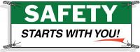 4ZH02 Safety Banner, 42 x 120In, Vinyl, Text, ENG