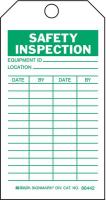 4ZH12 Saf Inspection Tag, 7 x 4 In, Grn/Wht, PK10