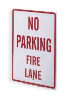 5AH08 Fire Lane Sign, 18 x 12In, R/WHT, ENG, Text